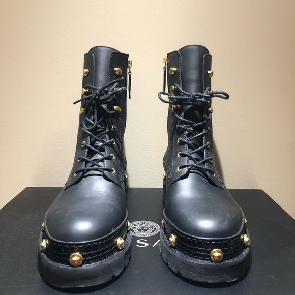 Versace Lace Up Combat Boots - Picture 5 of 8